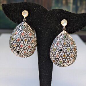 Earrings Fancy Tourmaline with Mother of Pearl 925